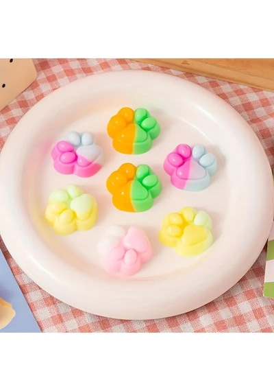 4 Adet Minik Kedi Patisi Pufi Taba Squishy Stres Oyuncağı Pati Sukuşi