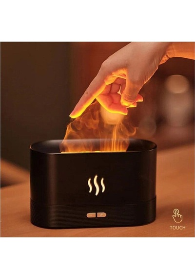 Ultrasonic Hava Nemlendirici Buhar Makinesi Alev Efektli 3d Aroma Difüzör Siyah