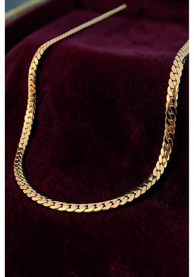 Gümüş Kaplama 316 L Paslanmaz Çelik Kz-103 Ezme Balıksırtı Gurmet Sık Örme İtalyan Model Zincir Kolye 6 Mm Gold Altın
