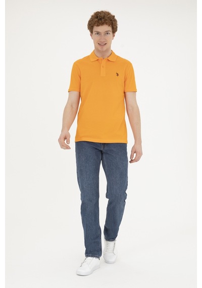 U.S. Polo Assn. Erkek Slim Fit Polo Yaka Turuncu Basic Tişört 50279573-VR051