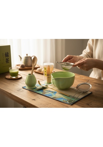 6 Parça Yeşil Renk Matcha Çayı Hazırlama Seti - Geleneksel Japon Matcha Seti