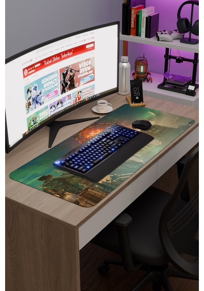 Split Fiction Kaymaz Dikişli Kauçuk Oyuncu Mousepad V2 - 90x40 Xxl Gaming Mouse Pad Fare Altlığı
