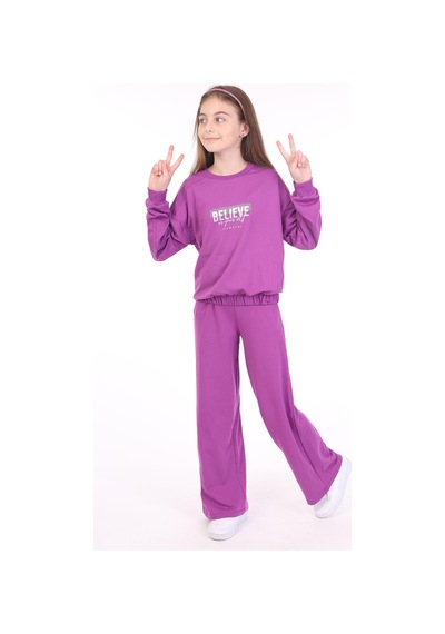 Toontoy Kids Toontoy Kız Çocuk Baskılı Eşofman Takım Koyu Yeşil