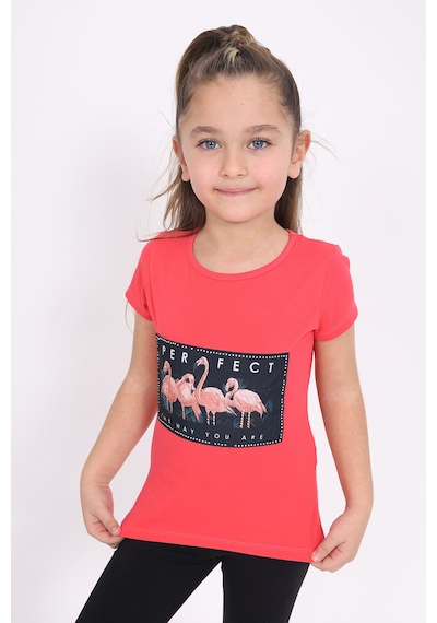 Toontoy Kids Toontoy Kız Çocuk Flamingo Baskılı Tişört Nar Çiçeği