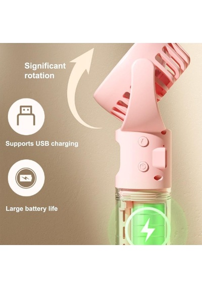 Su Püskürtmeli Taşınabilir El Vantilatörü, Usb-c Şarjlı, 3 Kademeli, 30ml Su Hazneli, Telefon Standlı Masaüstü Mini Fan - Beyaz Diğer