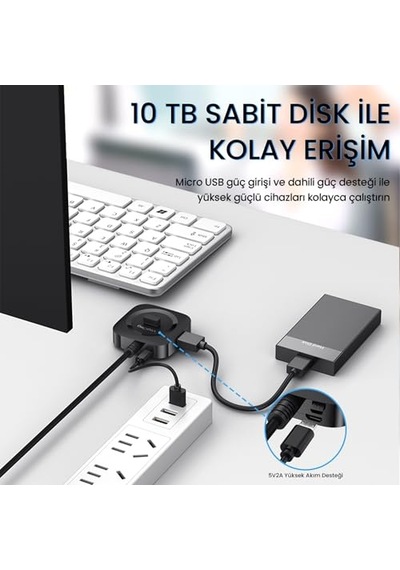 4 Port Usb 3.0 Çoklayıcı Hub Siyah