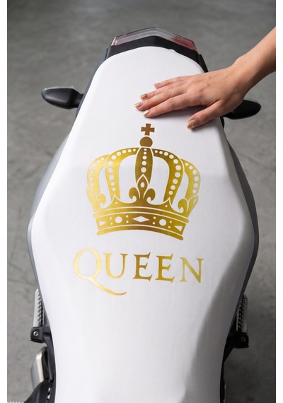 Queen Kadınlara Özel Universal Motor Sele Kılıfı Yıkanabilir Scooter Sele Örtüsü Beyaz