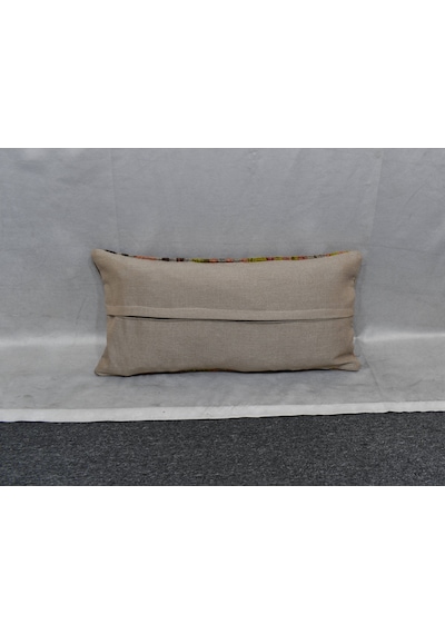 Zehra Abla Halı Yeni El Dokuma Dekoratif Lumbar Kilim Kırlent Yastık Kılıfı 6176