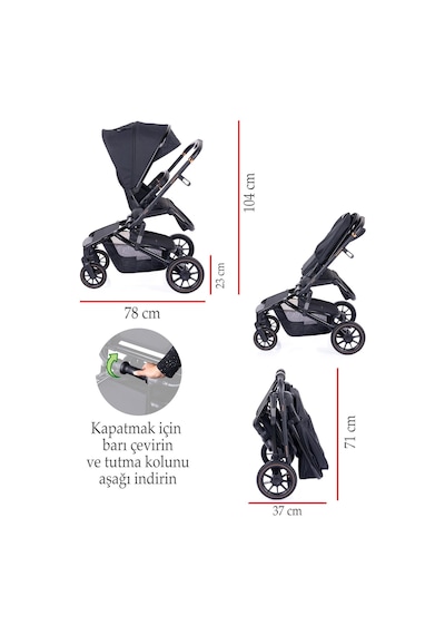Prego Maybach İ-size Uv Tenteli Bebek Arabası Siyah 2405