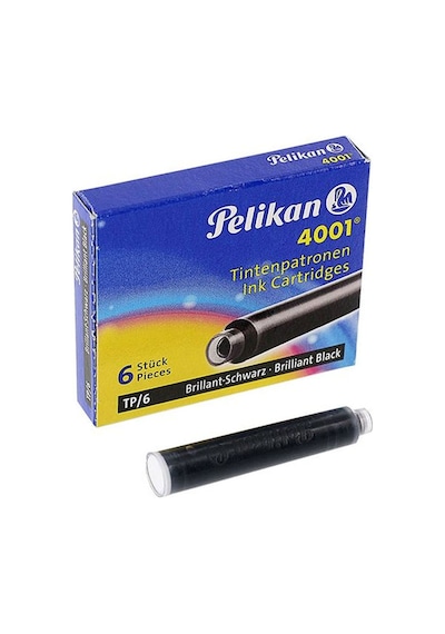 Pelikan 4001 Mürekkep Dolmakalem Kartuşu 6'lı Siyah