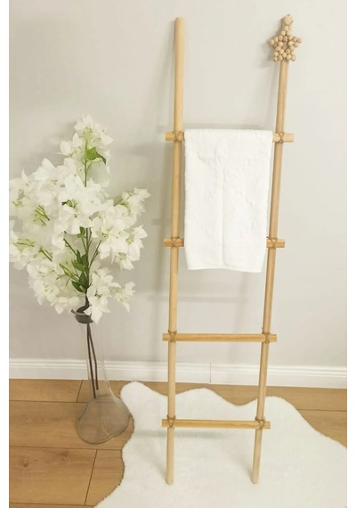 Kl-mrd521s - Dekoratif Merdiven Havluluk - Iskandinav Tarzı, Kayın Ahşap, 140x35 Cm