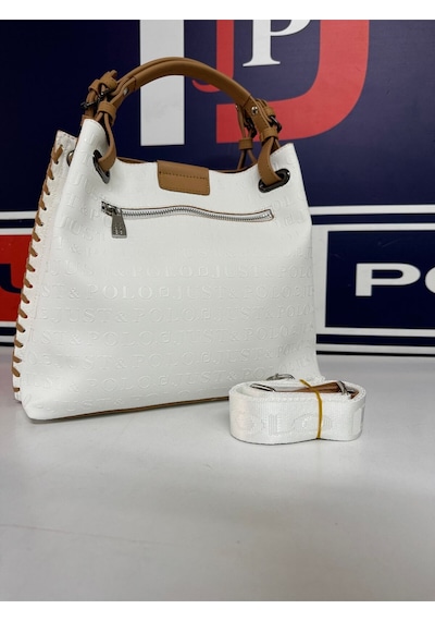 Just Polo Kadın Beyaz Kabartma Desenli Mıknatıslı Çıtçıt Kapama El Çantası 4031mh