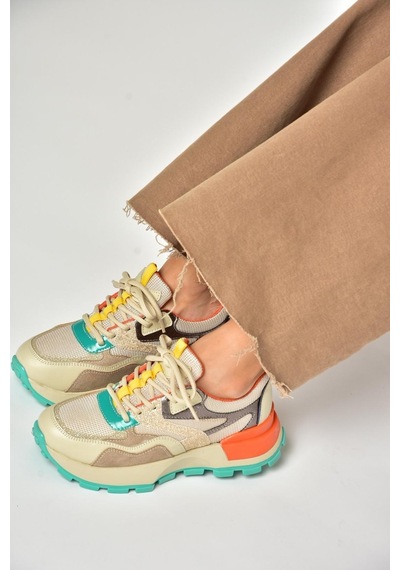 Fox Shoess312214109 Bej Kalın Tabanlı Spor Ayakkabı Sneakers Bej