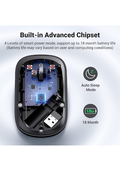 Kablosuz Fare, 2,4 Ghz Usb Bağlantısı, Maks. 4000 Dpi, 18 Ay Pil Ömrü. Pc, Mac, Dizüstü Bilgisayar, Windows 11, 10, 8.1, 7, Macos, Linux Ile Uyumlu Siyah