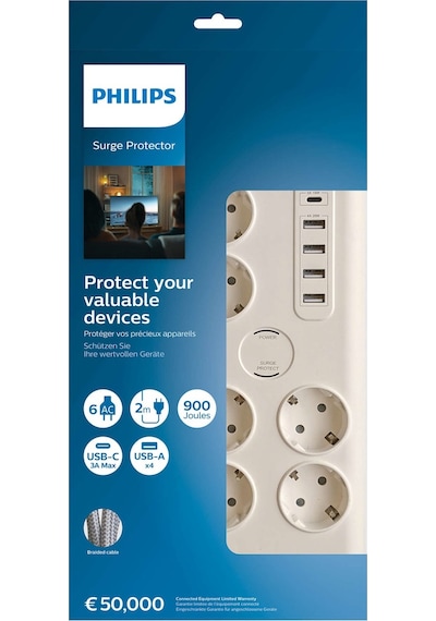 Philips Spn7060wa/62 6'lı Akım Korumalı & 5 Usb Girişli Prız 900j 2 M 1 X Type C - 4 X Type A Spn7060wa/62 2 M Philips Spn7060wa/62 6'lı Akım Korumalı & 5 Usb Girişli Prız 900j 2 M 1 X Type C - 4 X Type A Spn7060wa/62 2 M