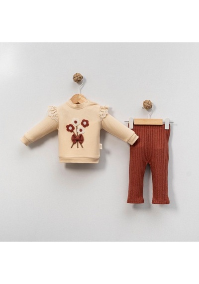 Çakar Bebe 6-18 Aylık Çiçek Süzine 2 Li Takım-8045120 - Kahverengi Kahverengi