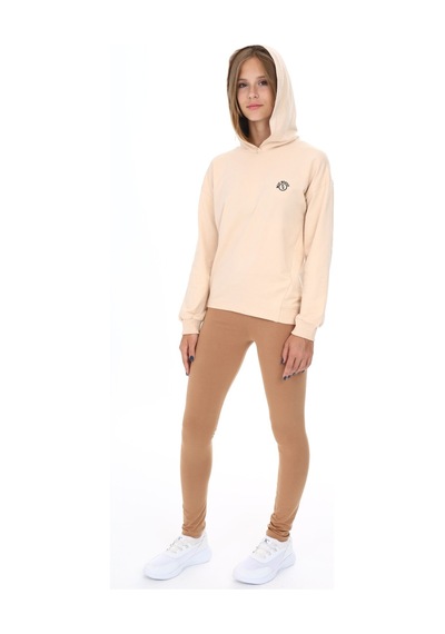 Toontoy Kids Toontoy Kız Çocuk 2'li Takım Baskılı Kapüşonlu Düşük Omuz Sweatshirt & Basic Düz Tayt Bej Toontoy Kids Toontoy Kız Çocuk 2'li Takım Baskılı Kapüşonlu Düşük Omuz Sweatshirt & Basic Düz Tayt Bej