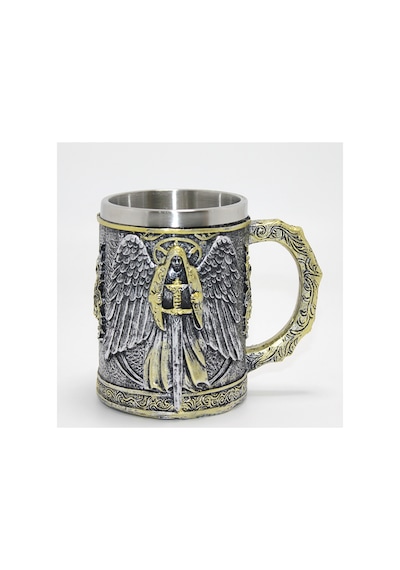 3 Adet Paslanmaz Çelik Kupa 3d Kabartmalı Savaşçı Melek Kanatlı Tasarım, Dekoratif Kupa Mug, Metal Bardak