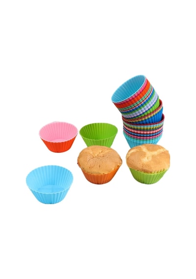 6'lı Silikon Yıkanabilir Tekrar Kullanıma Uygun Cupcake Muffin Tart Puding 7 Cm Lik Kalıp Çok Renkli