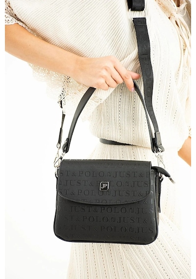 Just Polo Siyah 2 Bölmeli Omuz Çantası Monogram 2197mh 44436213