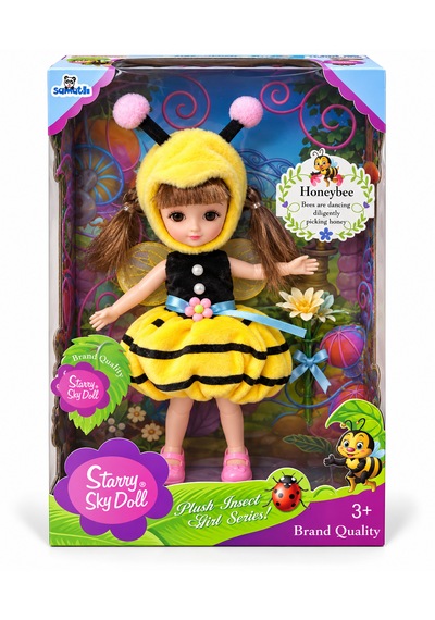 Starry Sky Doll Arı Kostümlü Bebek 30 Cm Sarı Siyah Peluş Elbiseli Oyuncak Bebek 3+ Yaş