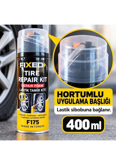 Fıxed F175 Lastik Tamir Kiti 400 Ml Hortumlu Acil Lastik Onarım Köpüğü