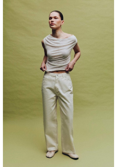 Defacto Baggy Fıt Normal Bel Standart Boy Gabardin Pantolon G9893ax26spwt84 Beyaz-wt84
