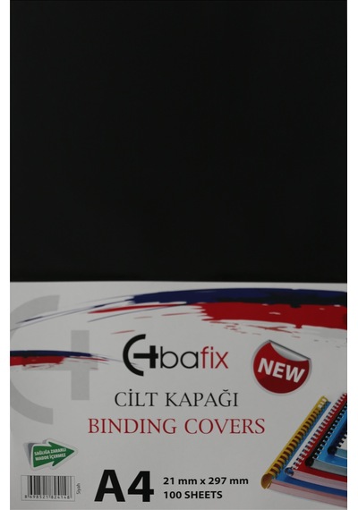 Bafix Cilt Kapağı Plastik Opak A4 160 Mıc Siyah Çok Renkli