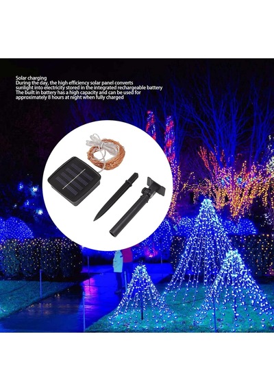 Tr Güneş Enerjili Işıklar Dış Mekan, Peri Işıkları Suya Dayanıklı, Led Solar Işıklar Bakır Tel Noel Dekora