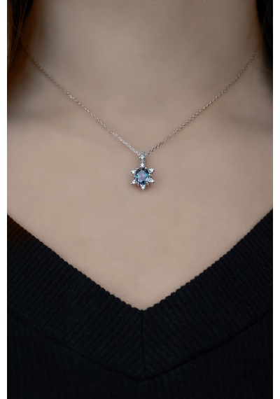 Encili Silver 925 Ayar Gümüş Mistik Topaz Taşlı Model Kadın Kolye