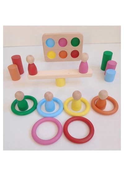 Montessori Halka Silindir Peg Bebek 6 Lı Seti