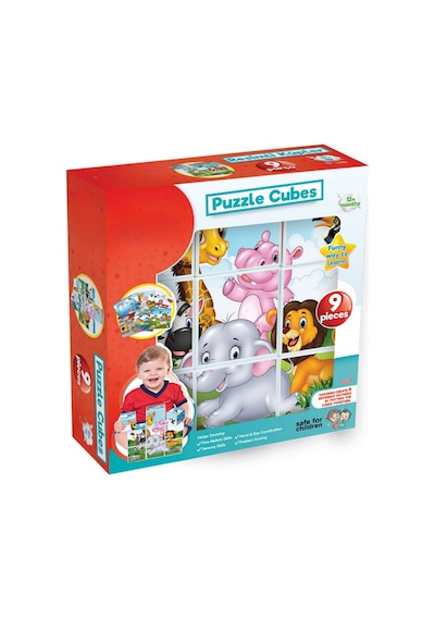 Eğitici Resimli Küpler 9 Parça Bebek Puzzle 6 Farklı Görsel 1 Yaş Ve Üzeri Zeka Geliştirici