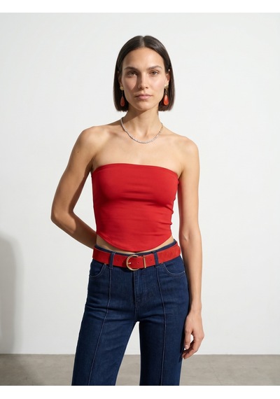 Dilvin 21218 Straplez Top-kırmızı