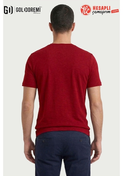 Jiber Erkek Premium Bambu Terletmeyen Hafif Kumaş T-shirt Bordo