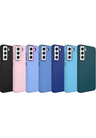 Goocamp Galaxy S21 Fe Uyumlu Metal Çerçeve Ve Buton Tasarımlı Silikon Luna Kılıf-sie Sierra Mavi
