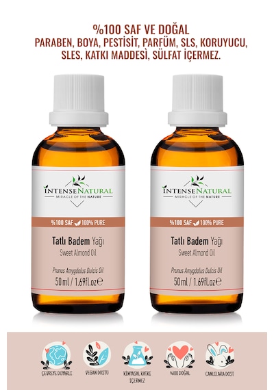 Intense Natural Badem Yağı Tatlı Soğuk Sıkım 2 x 50 ML