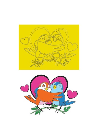 I Love You, 5 Adet Büyük Boy A4, Kız-erkek Kum Boyama Kartı Seti-red Castle Kb-rc-051