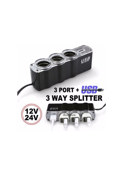 Eraks Car Accesorıes Araç Oto Çakmak Çoğaltıcı 3 Port+1 Usb