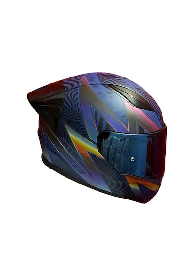 Siyah Vizörlü + Ls2 Rapid 2 Optik Kapalı Motosiklet Kaskı Mavi - Mor