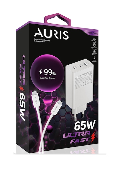 Auris ARS-Ch65 65 Watt Usb To Type C Ultra Fast Hızlı Şarj Aleti Seti