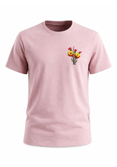 Yubistitch Tshirt Nakış İşlemeli 3d Çiçek-kalın- Gülkurusu