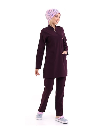Soft Likralı Tesettür Forma Takım İki Çıtçıt - 6409 Mürdüm Soft-5763-6409 Mürdüm Soft