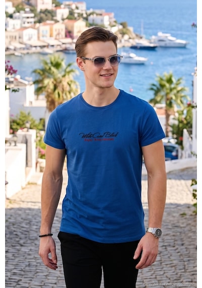 Buratti Pamuklu Slim Fit Bisiklet Yaka Yazılı Erkek T Shirt 541Enjoy Parliament