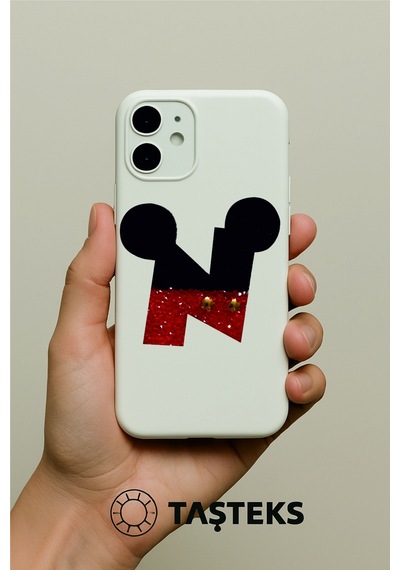 Taşlı Ütülenebilen Veya Sticker Olarak Kullanılabilen ' Mickey N ' Harfi