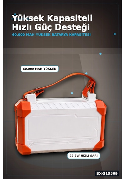Bay Entegre Kablolu 60000mah 22.5w Hızlı Şarj Powerbank - Çoklu Usb-c Çıkışlı Güç Bankası Bx-313569 Najmaddi Standart