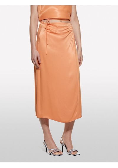 Sisley %100 Viskoz Saten Midi Etek Kadın Turuncu Etek - 325p42bzl002r