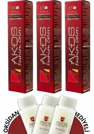 Akos Tüp Boya 60 Ml 7.54 Kiraz Saç Boyası 60 Ml 6 Adet Boya+ 6 Adet Oksidan