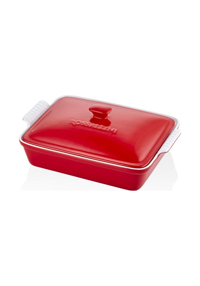 Rossallını Lıfe Dıkdortgen Kapaklı Kırmızı Fırın Kabı 33x23x7 Cm - 678395610