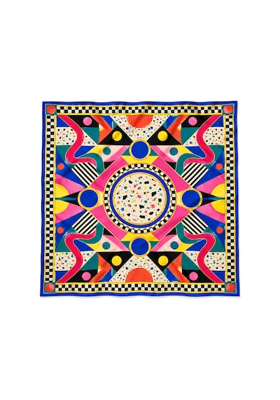 Tarzını Seç Tarzınıseç Seksenler Retro Dama Ve Geometrik Desenli Fular 70 X 70 Cm