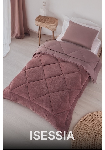 Lüks Wellsoft Çift Taraflı Yumuşak 4 Mevsim Konfor Yorgan Seti Yorgan Uyku Seti 155 X 215 Cm Pembe